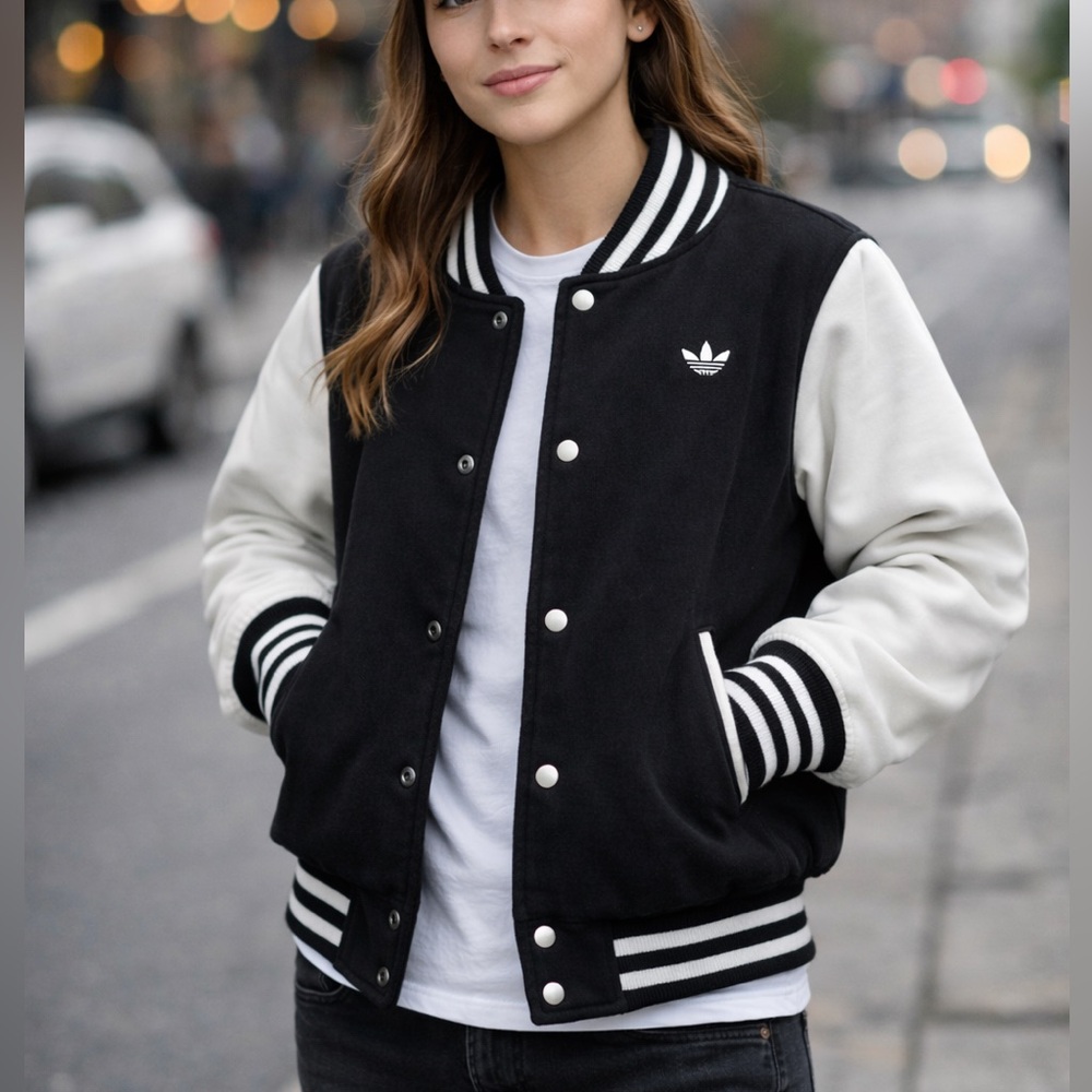 Adidas Black Jacket with White Accents